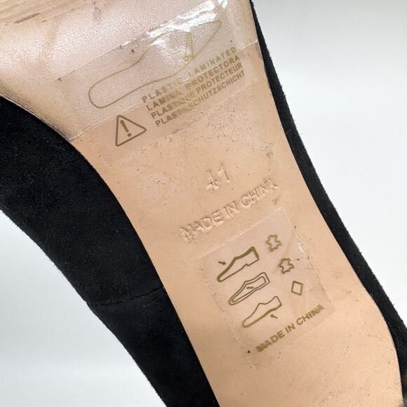 REISS Black Suede Pointed-Toe Ankle Strap Stiletto Pumps - Picture 10 of 10